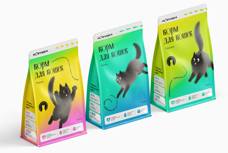 Серия упаковок корма